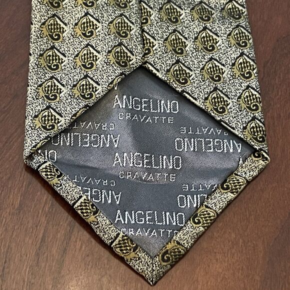 Angleino Green Hand Made 100% Silk Men’s Neck Tie - Picture 2 of 9